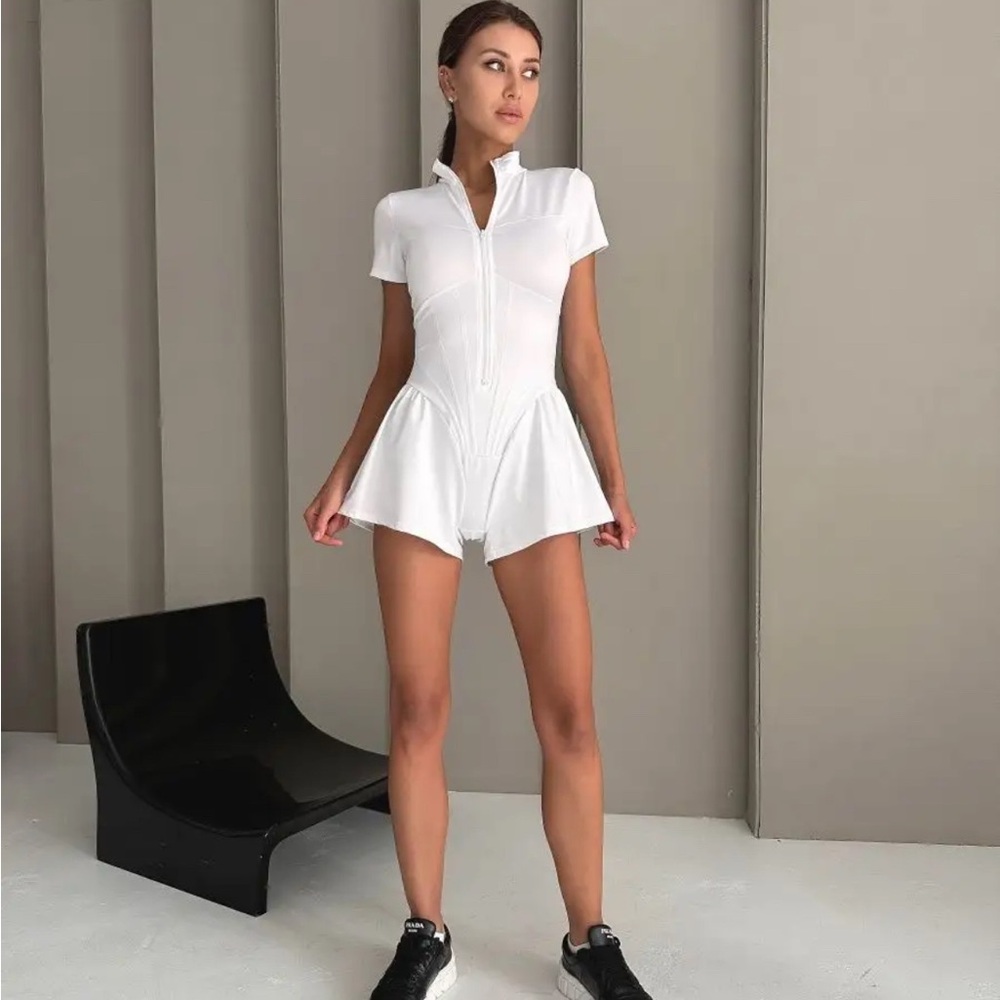 Stylish White Zip-Up Romper